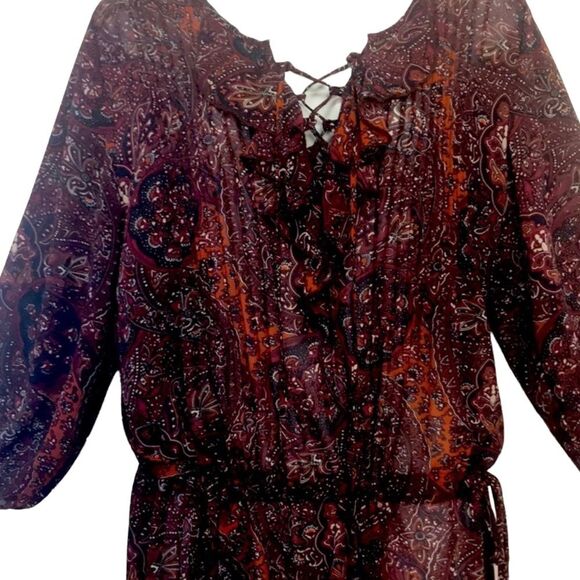 Ban Jara Sheer Paisley Tunic Peasant Pirate  Sz M - Picture 3 of 11